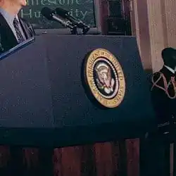 The June 2000 announcement of the working draft of the human genome.