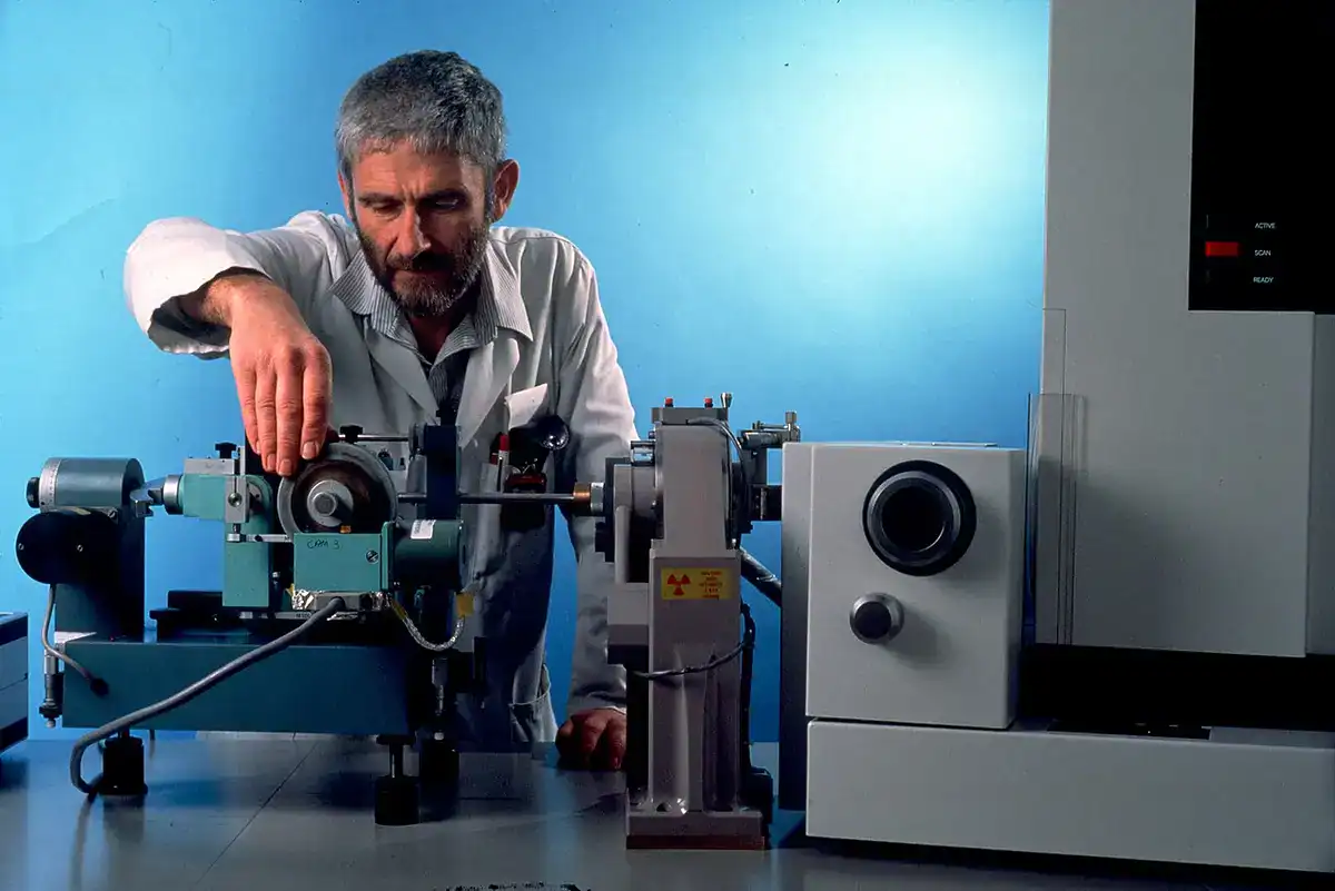 X-ray crystallography diffractometer equipment used to determine protein crystal structures