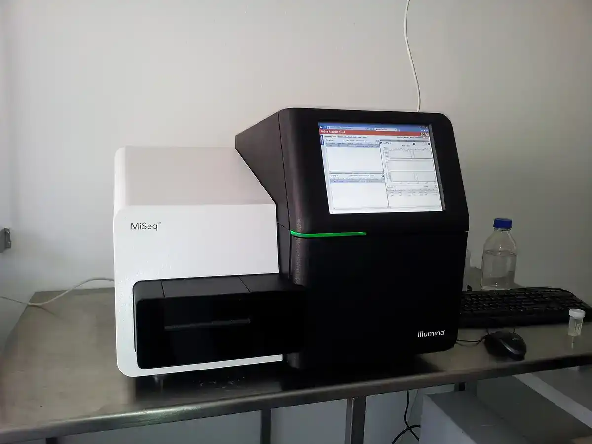 An Illumina MiSeq next-generation DNA sequencer used in gene editing and genomics research