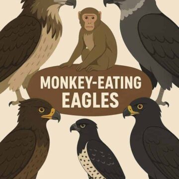 Monkey eating eagles collage image