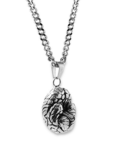 Anatomical Brain Necklace 3D Solid Stainless Steel No Tarnish No Color Change Antique Finish for Man Woman