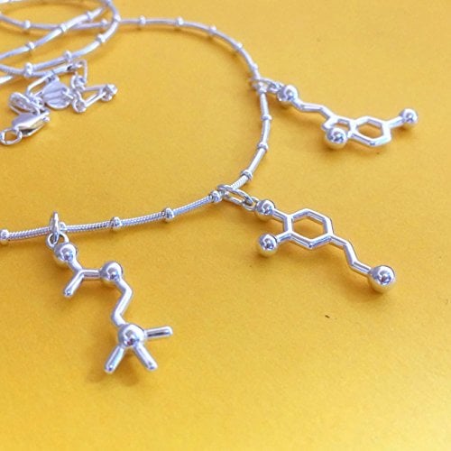 Creativity - Dopamine Serotonin Acetylcholine - Molecule Necklace in sterling silver