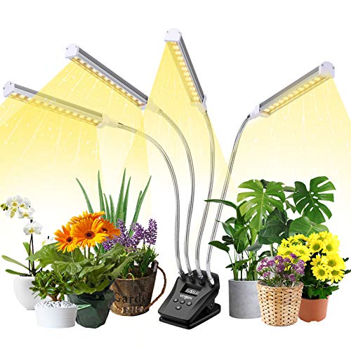Grow Lights for Indoor Plants, VOGEK Full Spectrum Plant Grow Light with LCD Display Timer, Plant Growing Lamps with Table Clip, 0-24 Hours Timer, 4 Switch Modes, 10 Brightness Setting