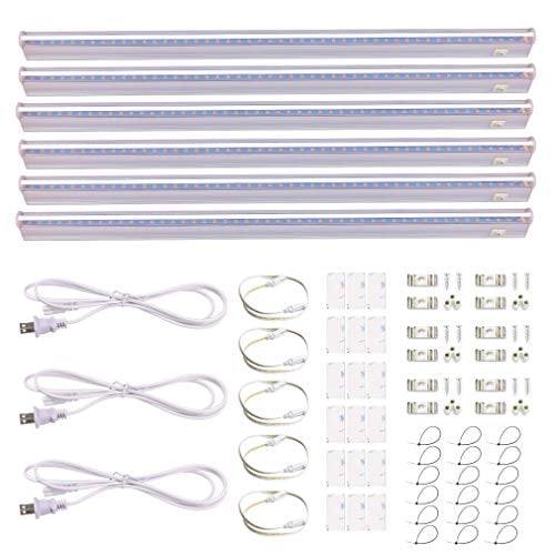 [6-Pack] LED Grow Light Strips for Plants 2FT, 60W (6 x 10W) t5 High Output Integrated Fixture Extendable 24 Inches Grow Lights for Greenhouse, Plant Grow Shelf, Easy Installation