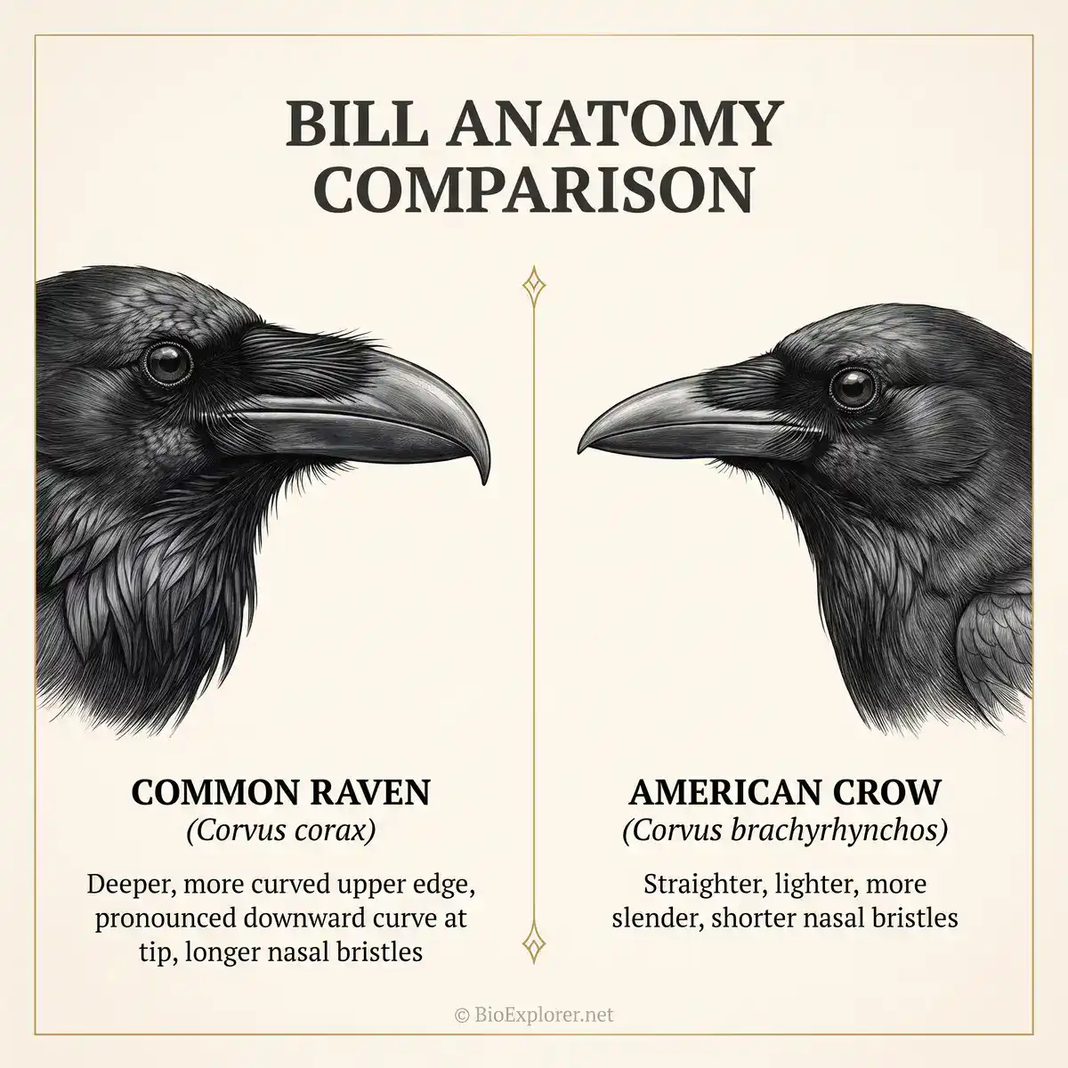 Raven vs Crow Bill Comparison