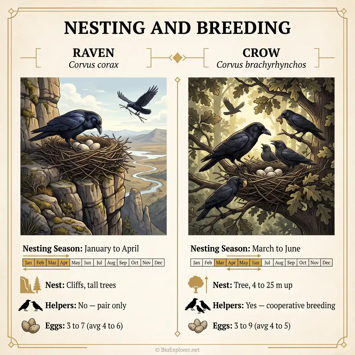 Raven vs Crow Nesting Differences