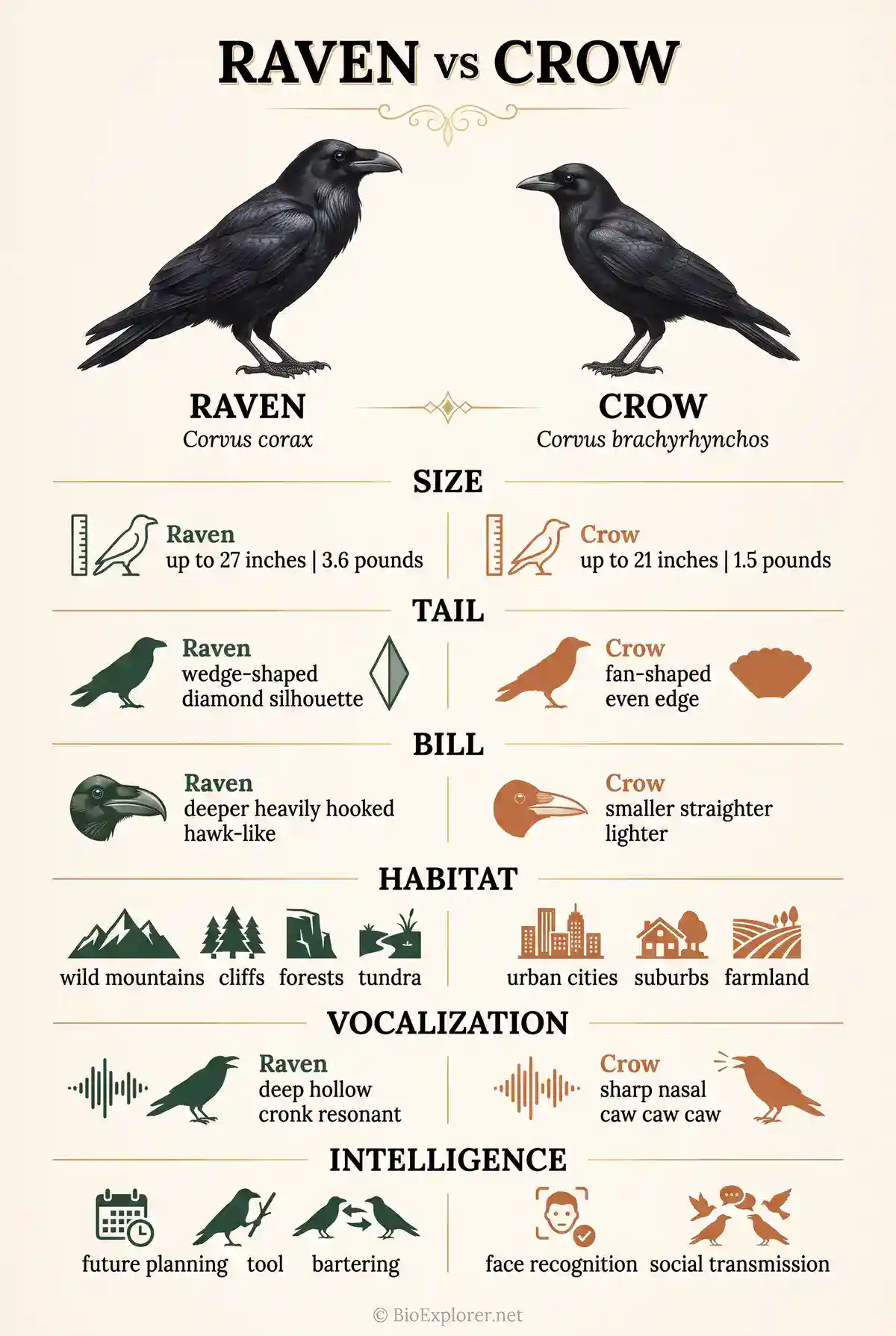 Raven vs Crow Differences in Infographic Style