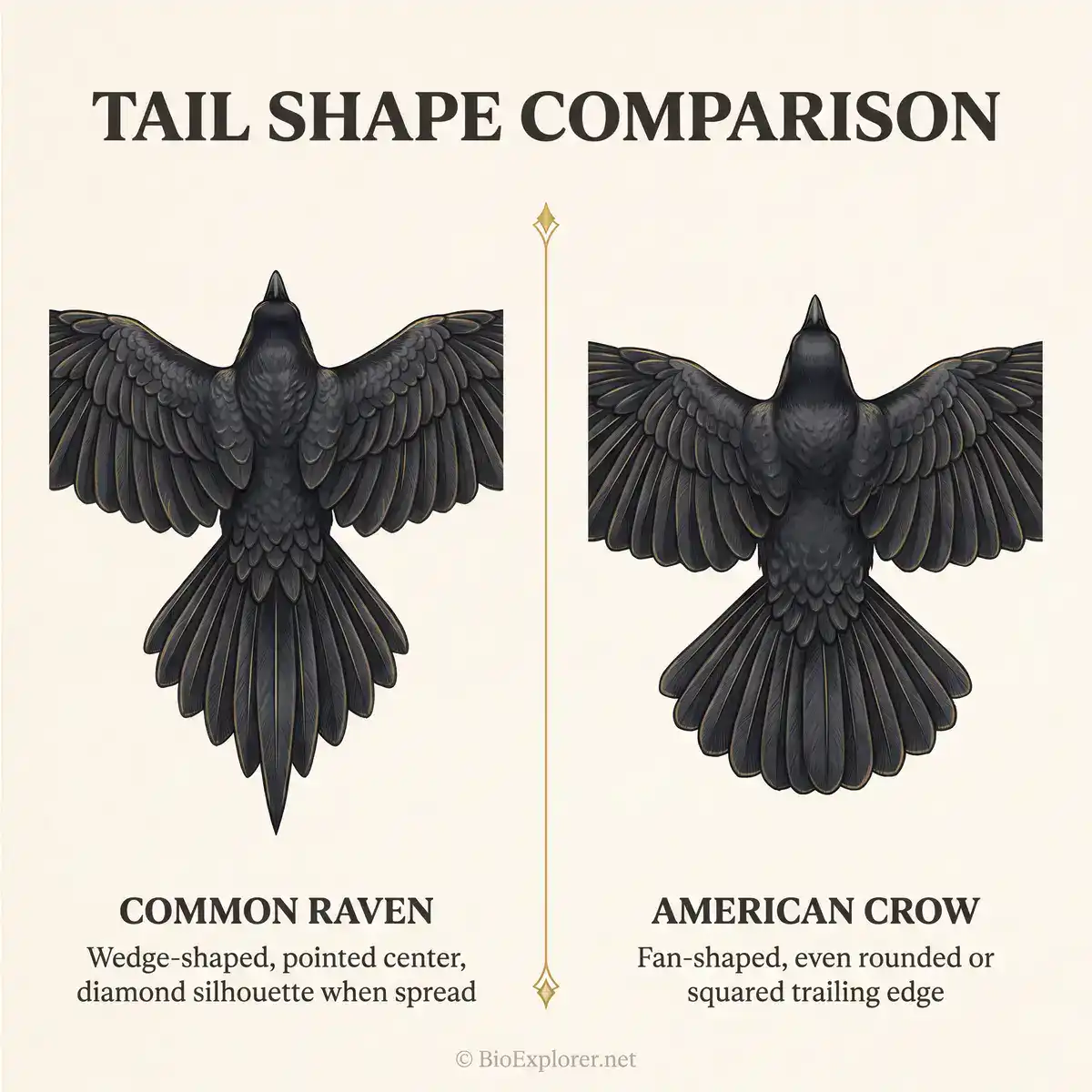 raven vs crow tail comparison