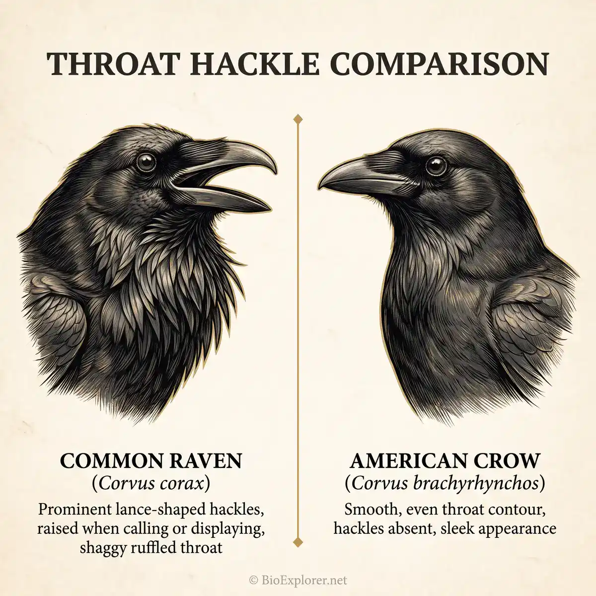 Raven vs Crow Throat Hackle Differences
