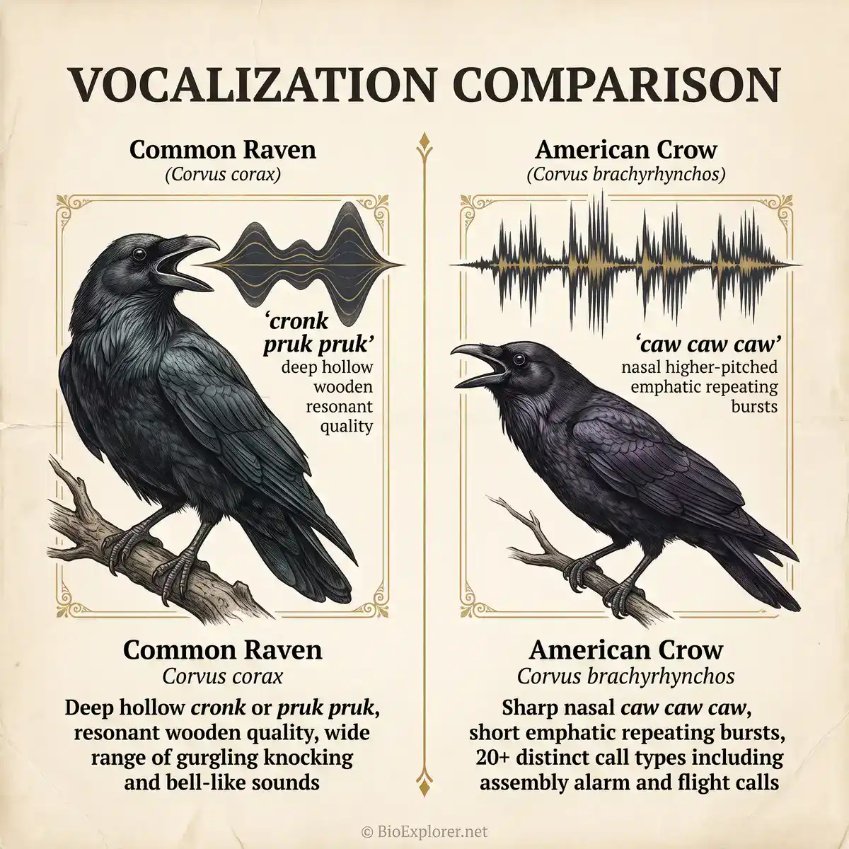 Raven vs. Crow Vocalization Differences