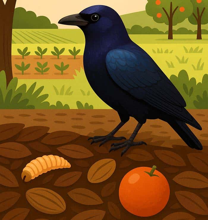 Violet Crow Diet and Hunting Behavior
